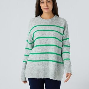 Aerie Gray Sweater with Green Stripes
